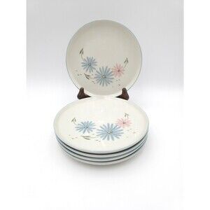 Franciscan Maytime Bread & Butter Plates Pink Blue Floral Set of 4 USA 6.25"